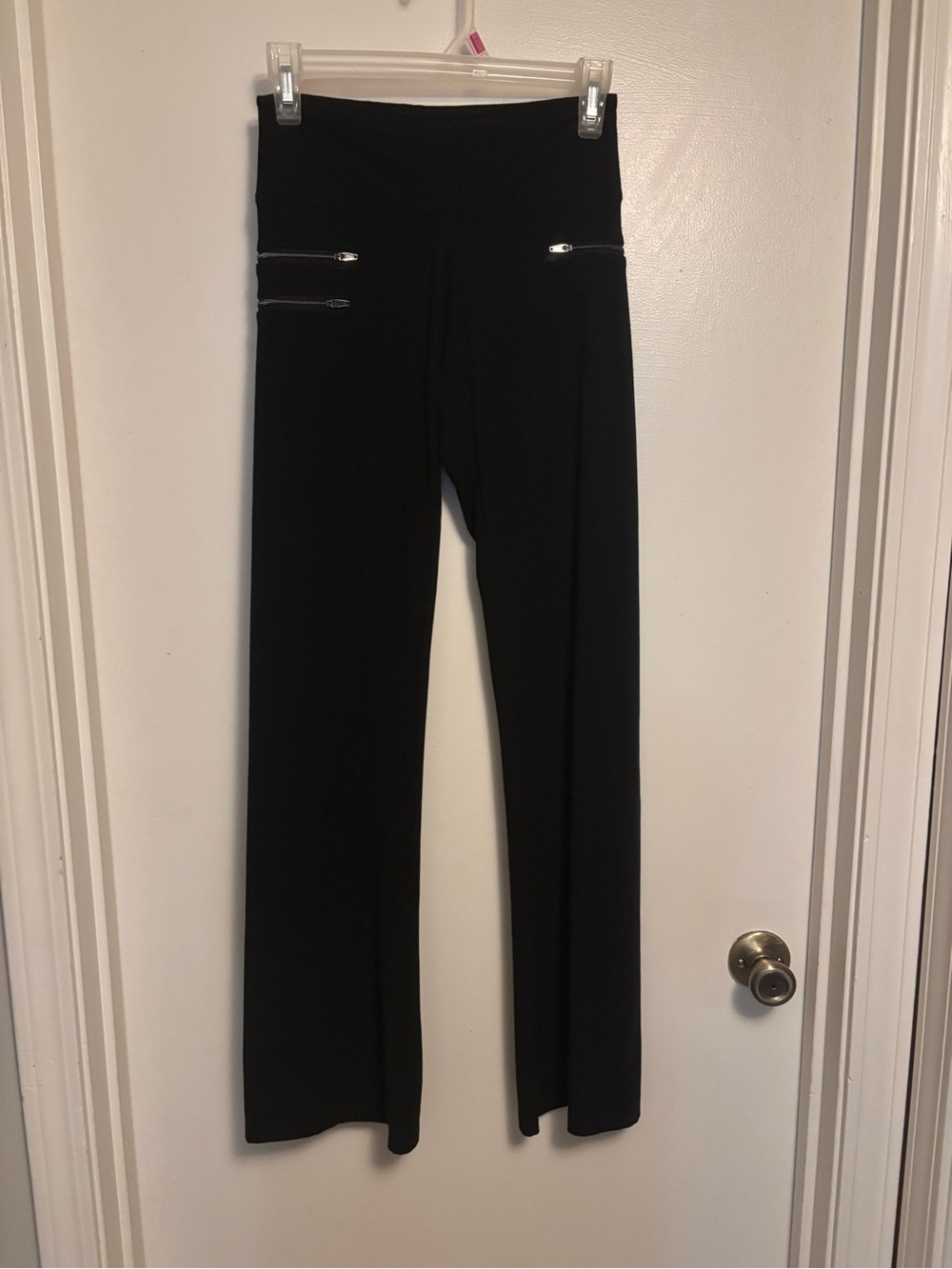 Victoria Sport Black Boot-Cut Flare Pants with Front Zip Accents